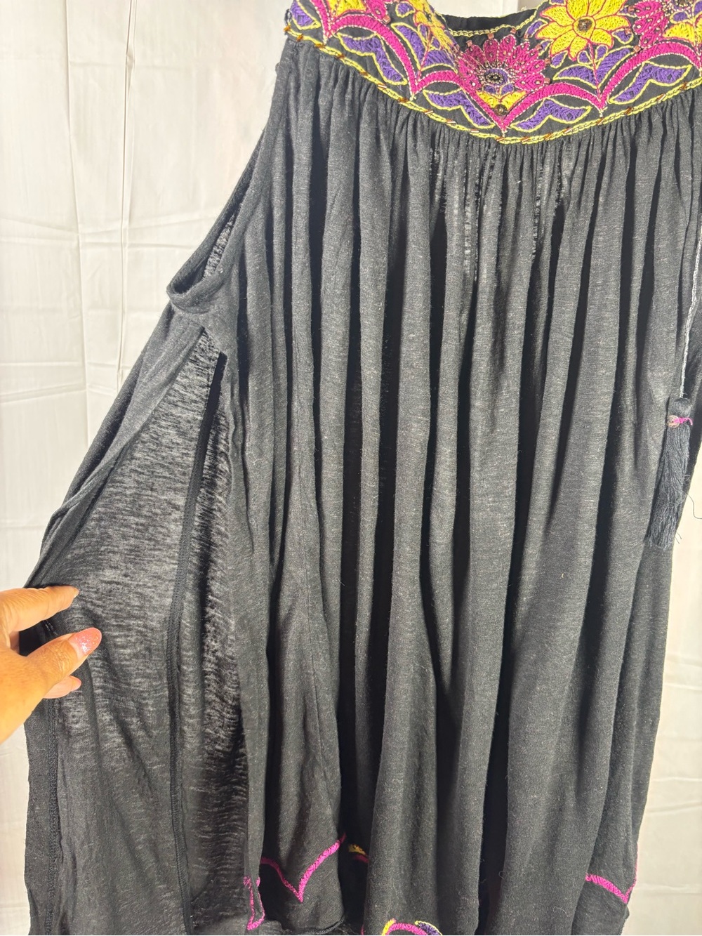 Free People Black Tiered Embroidered Tie-String Camisole - Picture 6 of 10